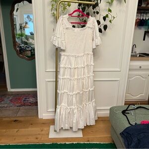 JessaKae Elegant Cream Tiered Maxi Dress